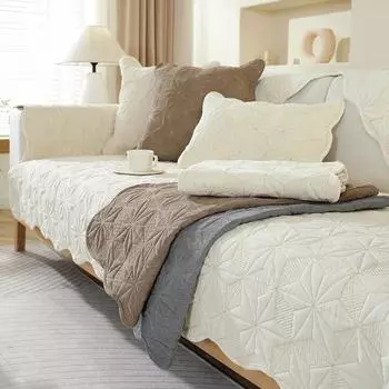 Чехол для дивана из шенилла с геометрическим узором, универсальный, простой, современный, нескользящий, для гостиной, дома, подушки для спинки, утолщенный, против царапин от кошек 70x70cm 1pcs зелёный