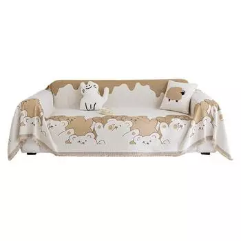 Чехол для дивана из шенилла с милым медведем на все времена года, полотенце для дивана с полным покрытием, подушка для дивана с защитой от царапин от кошек 180*130cm