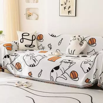 Чехол для дивана из шенилла, симпатичный мультфильм, четыре сезона, универсальная подушка для дивана в гостиной, одеяло, полное покрытие, чехол для полотенца, все включено 180*130cm