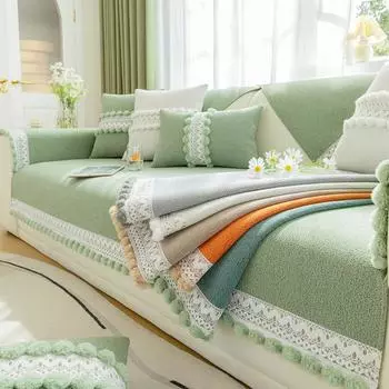 Чехол для дивана из шенилла, универсальная полосатая подушка для дивана в скандинавском стиле, пыленепроницаемый, нескользящий чехол для дивана для домашних животных и кошек, гостиная 70x70cm