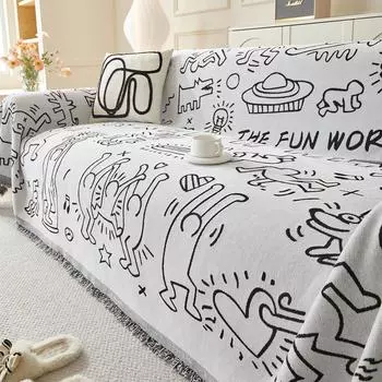 Чехол для дивана из шенилла, универсальный, цельный, с граффити, подушка для дивана, нескользящий, устойчивый к пятнам, чехол для дивана, высококачественный 180*130cm