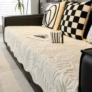 Чехол для дивана из шенилла, универсальный, с листьями, жаккардовый, однотонный, для дивана, подушка для гостиной, светлый, роскошный, защитный чехол для дивана A 70x70