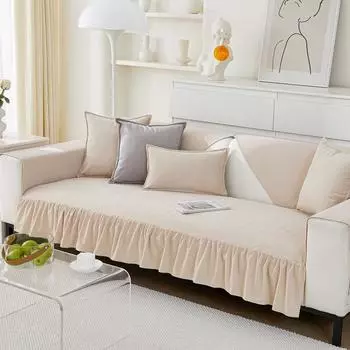 Чехол для дивана из шенилла, универсальный, нескользящий, Г-образный, чехол для дивана, шезлонга, подушки для дивана, полотенца для гостиной, дома, однотонный цвет 70x70