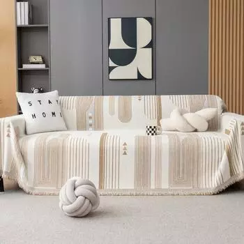 Чехол для дивана из шенилла в полоску в скандинавском стиле, всесезонное полотенце для дивана, чехол для дивана, одеяло для дивана, устойчивое к царапинам у кошек 180*130cm