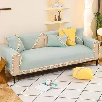Чехол для дивана из шенилла в скандинавском стиле, универсальный нескользящий чехол для дивана Four Seasons, Г-образный защитный чехол для полотенец для дивана в гостиной 70x70