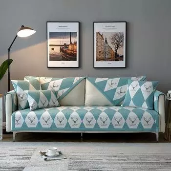 Чехол для дивана из шенилла в скандинавском стиле с изображением оленя, защитный чехол для дивана в гостиной, универсальный чехол для сиденья дивана на 1/2/3/4 места 70x70