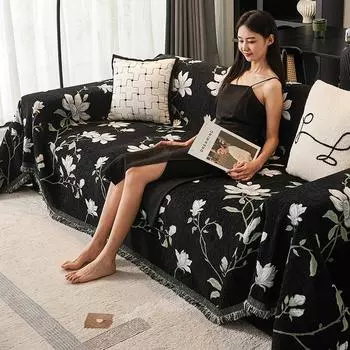 Чехол для дивана из шенилла в скандинавском стиле, универсальный для всех сезонов, высококачественный, устойчивый к царапинам от кошек, противоскользящий, универсальный чехол-одеяло, цельный 180*130cm