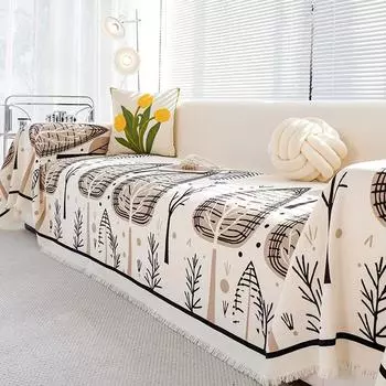 Чехол для дивана из шенилла в скандинавском стиле, цветочное одеяло для дивана, универсальное всесезонное водонепроницаемое противоскользящее и устойчивое к царапинам покрытие для дивана 180x130cm 1pcs