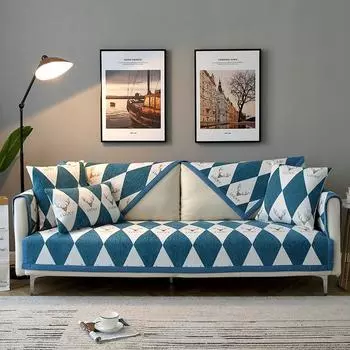 Чехол для дивана из шенилла в скандинавском стиле с изображением оленя, защитный чехол для дивана в гостиной, универсальный чехол для сиденья дивана на 1/2/3/4 места 70x70cm 1pcs