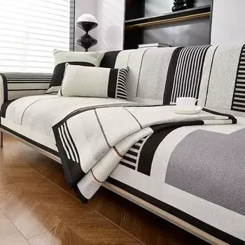 Чехол для дивана из шенилла в скандинавскую полоску, устойчивый к царапинам, моющееся нескользящее покрытие для дивана, защита мебели для гостиной 70x70