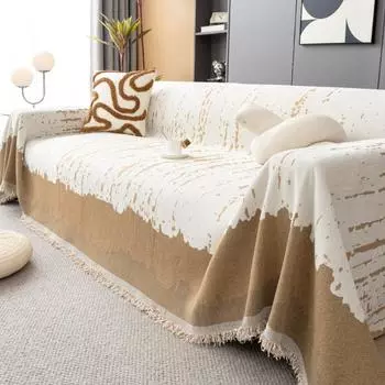 Чехол для дивана из шенилла в стиле бохо с кисточками на все сезоны Чехлы для дивана с защитой от царапин от кошек Полотенце для дивана Коврик для пикника 180x130