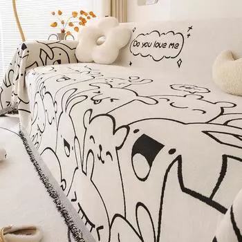 Чехол для дивана из шениллового полотенца, чехол для дивана с мультяшным рисунком, универсальный чехол, нескользящий, устойчивый к царапинам, подушка для дивана, одеяло 180*130cm