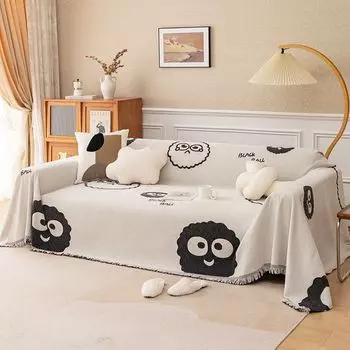 Чехол для дивана из синели, чехол для диванной подушки с мультяшным угольным шаром, универсальное полотенце на все сезоны. 180*130CM