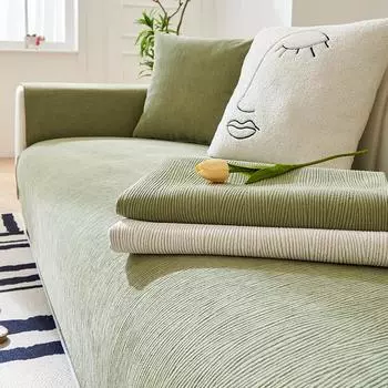 Чехол для дивана из синели для дивана, 2, 3, 4-местный L-образный противоскользящий чехол для защиты мебели для гостиной 45cm Pillowcase 1pcs бежевый