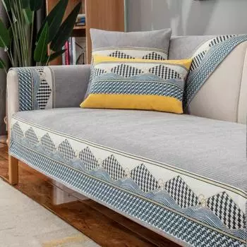 Чехол для дивана из синели для гостиной, нескользящий диван, полотенце, жаккардовые чехлы для диванов, 4 сезона, L-образный угловой диван, коврик для сиденья, домашний коврик 70x70cm 1pcs
