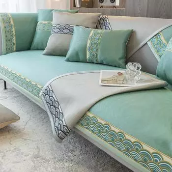 Чехол для дивана из синели из ледяного шелка, четырехсезонный универсальный нескользящий чехол для дивана, сиденья, кружевное полотенце для дивана для гостиной, чехол для дивана 45cm pillowcase 1pcs светло-серый