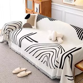Чехол для дивана из синели, одеяло для проживания в семье, спальня, универсальное для всех сезонов, полотенце, пылезащитное декоративное полосатое полотенце для дивана, чехол 180x130