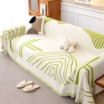 Чехол для дивана из синели, одеяло для проживания в семье, спальня, универсальное для всех сезонов, полотенце, пылезащитное декоративное полосатое полотенце для дивана, чехол 180x130cm1pcs