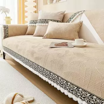 Чехол для дивана из синели, плюшевый чехол для дивана, четыре сезона, универсальный домашний чехол для дивана для гостиной, зеленая подушка для дивана, маття 70x70cm 1pcs