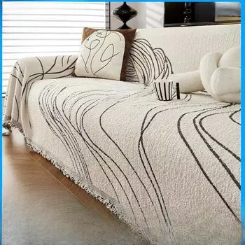 Чехол для дивана из синели, полотенце, универсальный универсальный чехол для дивана с защитой от царапин, универсальный нескользящий чехол для дивана Four Seasons 180*130cm