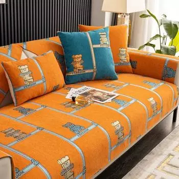 Чехол для дивана из синели, противоскользящий современный коврик для дивана, универсальный коврик для четырех сезонов, чехол для дивана с узором в виде листьев ивы, подушка для дивана в американском стиле 70x70cm 1pcs