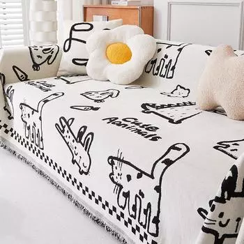 Чехол для дивана из синели с рисунком милого кота, одеяло для дивана, универсальное полотенце для дивана, пыленепроницаемый чехол для подушки дивана 180x130