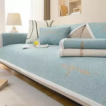 Чехол для дивана из синели с вышивкой букв, противоскользящий трикотажный жаккардовый диван, полотенце, украшение для домашнего интерьера, подушка для дивана 70x70cm 1pcs