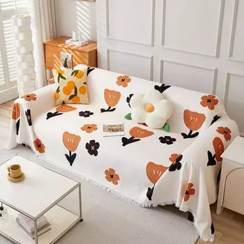 Чехол для дивана из синели, ткань Ins Style, с цветком, против царапин, универсальный чехол для дивана, четыре сезона, универсальный чехол для диванной подушки, полотенце 90x180