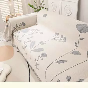 Чехол для дивана из синели, ткань, полотенце, универсальная цельная подушка для сиденья, полное покрытие, устойчивое к морщинам одеяло с зелеными растениями 180x130cm1pcs зелёный