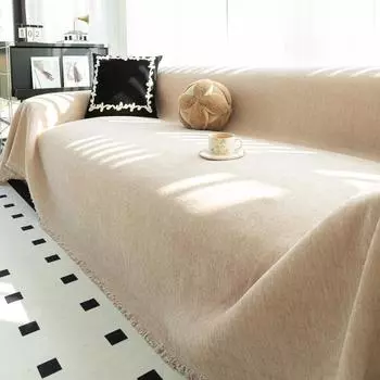 Чехол для дивана из синели, универсальное диванное полотенце, пыленепроницаемый чехол для диванной подушки, защитный чехол от царапин для кошек, диванное одеяло, ковер 180*180cm белый