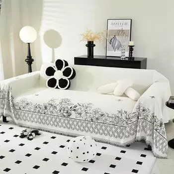 Чехол для дивана из синели, универсальный пыленепроницаемый чехол для дивана для гостиной, защита от кошачьих лап, полный комплект, нескользящий чехол для подушки сиденья, одеяло 130x180