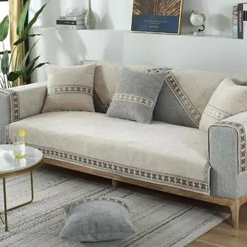 Чехол для дивана из синели в европейском стиле, пылезащитный ремень, противоскользящий защитный чехол для мебели из силиконовых частиц, удобная подушка для дивана 45cm pillowcase 1pcs светло-синий