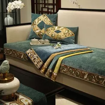 Чехол для дивана из синели в китайском стиле, противоскользящий универсальный чехол для всех сезонов, чехлы для диванов, мебель для гостиной, роскошный однотонный чехол для дивана 70x70cm 1pcs