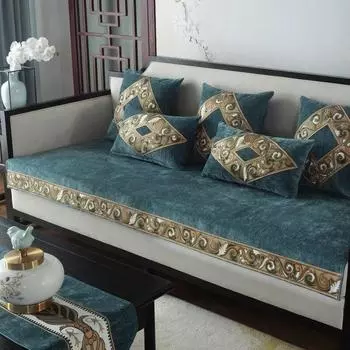 Чехол для дивана из синели в китайском стиле, противоскользящий универсальный чехол для всех сезонов, чехлы для диванов, мебель для гостиной, роскошный однотонный чехол для дивана 70x70cm 1pcs