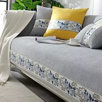 Чехол для дивана из синели в китайском стиле, четырехсезонный универсальный чехол для дивана из массива дерева, однотонный противоскользящий чехол для дивана 70x70cm 1pcs