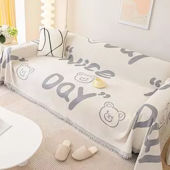 Чехол для дивана из синели, всесезонная универсальная нескользящая подушка для дивана, чехол от царапин для кошек, одеяло, полное покрытие, мультяшное полотенце для дивана 180*130cm