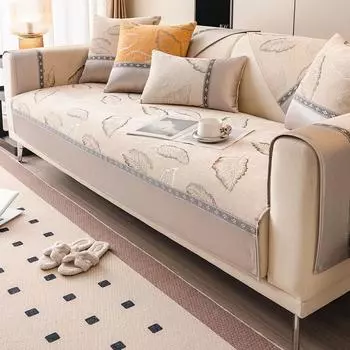Чехол для дивана из синели, жаккардовый чехол с перьями, диванная подушка, нескользящее украшение, домашний интерьер, универсальная диванная подушка на четыре сезона 70x70cm 1pcs
