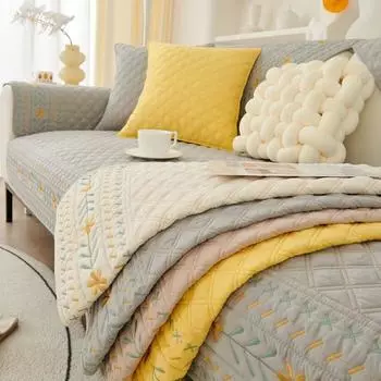 Чехол для дивана из современной ткани с художественной вышивкой, универсальный легкий чехол на четыре сезона, роскошный элитный чехол для дивана для гостиной, заднее полотенце 70x70cm 1pcs