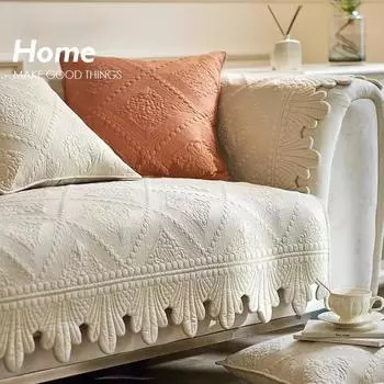 Чехол для дивана из стираного хлопка, прочный, стеганый, вышитый, чехол для дивана, силикагель, противоскользящий, универсальный, всесезонный, полотенце для дивана 70x70cm