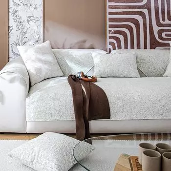 Чехол для дивана из ткани синель, нескользящая защита для мебели, чехол для дивана, универсальный чехол для всех сезонов, чехол для дивана, однотонный коврик для дивана 70x70cm 1pcs