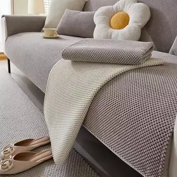 Чехол для дивана из вельвета, нескользящий, универсальный, коврик для дивана, осенне-зимний, утолщенный, однотонный, простая подушка для дивана 70x70cm 1pcs