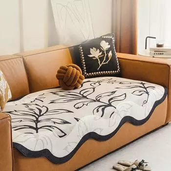 Чехол для дивана из винтажного жаккарда с волнистым краем, защитный чехол для дивана в виде Т-образной подушки, подходит для кресел и секционных диванов, для декора гостиной и офиса 90 * 90cm