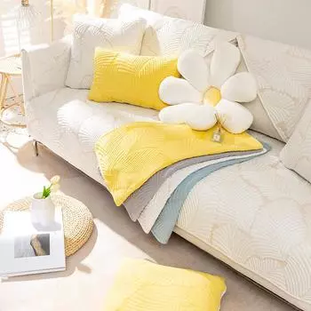 Чехол для дивана из жаккарда, доступный все сезоны, нескользящий, для гостиной, спинки, подлокотника, полотенца, универсальный защитный чехол для мебели 70x70cm синий