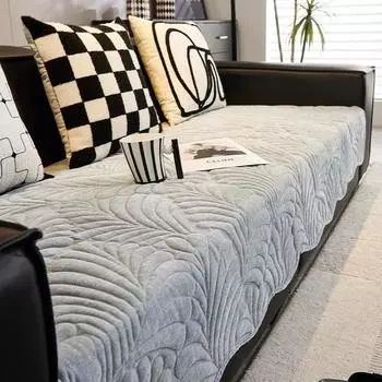 Чехол для дивана из жаккарда с листьями, противоскользящее полотенце для дивана из шенилла, подушка для дивана для детей и питомцев, чехол для углового дивана, коврик для шезлонга 1 шт. A 70x70