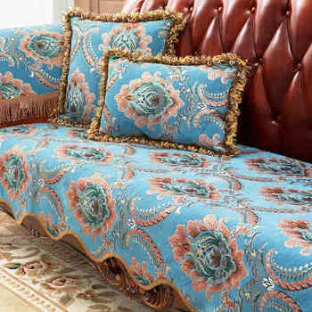 Чехол для дивана из жаккарда в стиле ретро из шенилла, декор для мебели в гостиной, роскошные чехлы для диванов, универсальный чехол Four Seasons 48x55