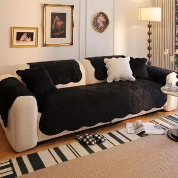 Чехол для дивана из жаккардового плюша для гостиной, универсальная нескользящая утолщенная подушка, зимний теплый чехол для подлокотника дивана, спинки, тканевое одеяло 70x70