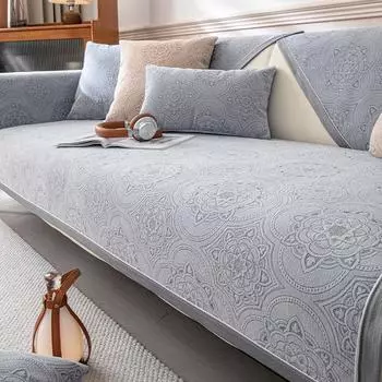 Чехол для дивана из жаккардовой шенилловой ткани, однотонная универсальная подушка для дивана на все времена года, устойчивый к царапинам, моющийся чехол для дивана для домашних животных 70x70cm 1pcs