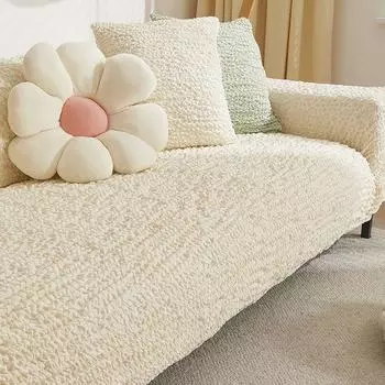 Чехол для дивана из жатого хлопка кремового цвета, универсальная подушка для сиденья, эластичный пылезащитный чехол с защитой от кошачьих царапин, цельный чехол для дивана 90—140cm