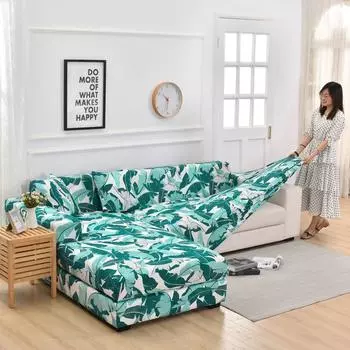 Чехол для дивана Эластичный универсальный матовый чехол для дивана с большим цветком Кожаный диван Комбинированный тканевый диван Универсальный 75-145cm