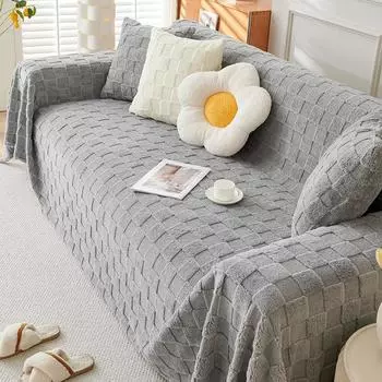 Чехол для дивана, кремовый, простой, современный стиль, однотонный, утолщенный, одеялко для дивана, осенне-зимнее плюшевое полотенце, чехол для дивана из овечьего бархата 180x130cm розовый